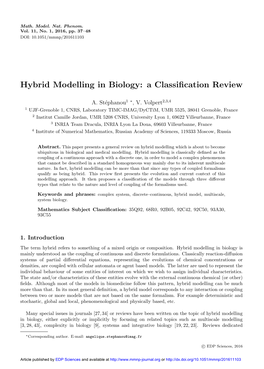 Hybrid Modelling in Biology: a Classification Review