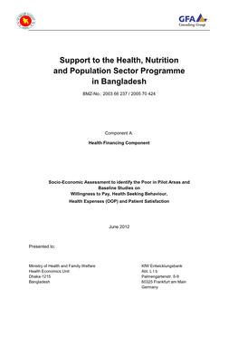 Socio-Economic Assessment to Identify the Poor in Pilot Areas And