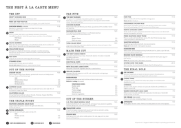 The Nest À La Carte Menu