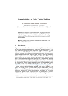 Design Guidelines for Coffee Vending Machines