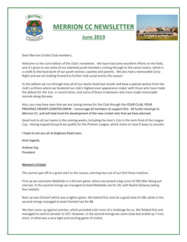 Merrion Cc Newsletter