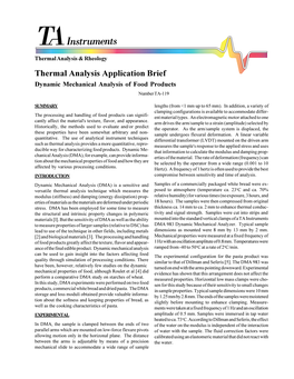 Dynamic Mechanical Analysis of Food Products, TA-119