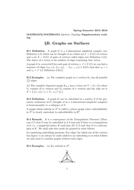 §B. Graphs on Surfaces