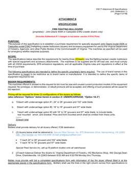 Attachment B Specifications Fire Fighting Bulldozer