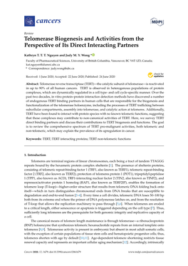 Telomerase Biogenesis and Activities from the Perspective of Its Direct Interacting Partners