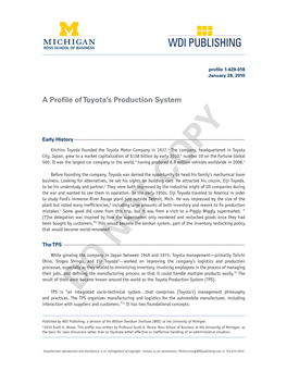 A Profile of Toyota's Production System