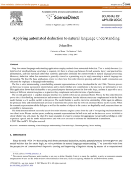 Applying Automated Deduction to Natural Language Understanding