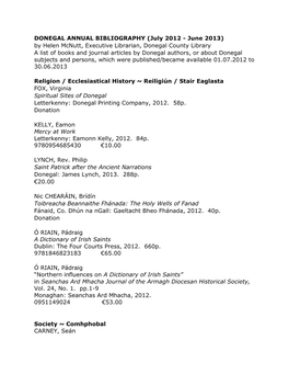 Donegal Annual Bibliography