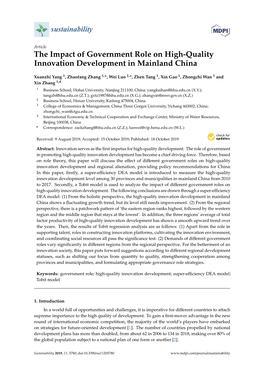 The Impact of Government Role on High-Quality Innovation Development in Mainland China