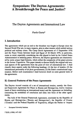 The Dayton Agreements: a Breakthrough for Peace and Justice?