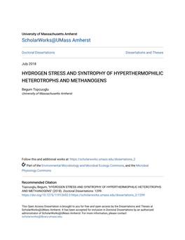 Hydrogen Stress and Syntrophy of Hyperthermophilic Heterotrophs and Methanogens