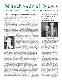 United Mitochondrial Disease Foundation Cyclic Vomiting in Mitochondrial Disease Astropower President & by Richard G