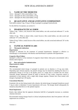 Arrow – Quinapril 10, Film-Coated Tablets, 10 Mg Arrow – Quinapril 20, Film-Coated Tablets, 20 Mg