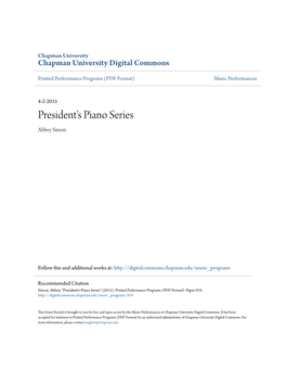 President's Piano Series Abbey Simon