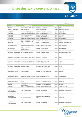 Liste Des Taxis Conventionnés