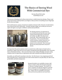 The Basics of Dyeing Wool with Commercial Dye