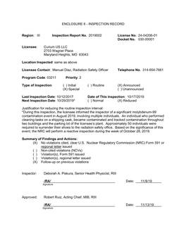 Curium US, LLC Emergency Exercise