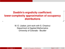 Doeblin's Ergodicity Coefficient: Lower-Complexity Approximation Of