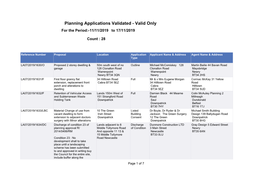 Planning Applications Validated - Valid Only for the Period:-11/11/2019 to 17/11/2019