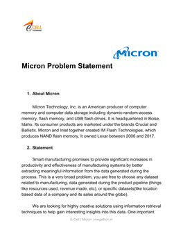 Micron Problem Statement