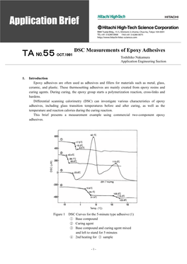 DSC Measurements of Epoxy Adhesives ＴＡ N0.５５ OCT.1991 Toshihiko Nakamura Application Engineering Section