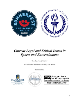 Current Legal and Ethical Issues in Sports and Entertainment