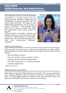 SGA-USSD USSD-Gateway and Applications Enabling Easy Service Activation and Micropayment