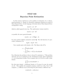 STAT 830 Bayesian Point Estimation