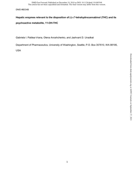 THC) and Its Psychoactive Metabolite, 11-OH-THC