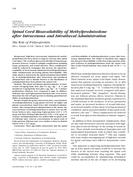 Spinal Cord Bioavailability of Methylprednisolone After