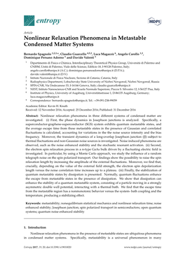 Nonlinear Relaxation Phenomena in Metastable Condensed Matter Systems