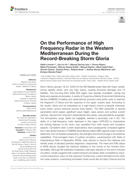 On the Performance of High Frequency Radar in the Western Mediterranean During the Record-Breaking Storm Gloria