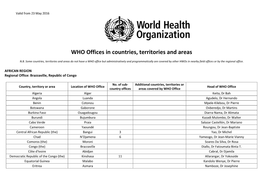 WHO Offices in Countries, Territories and Areas