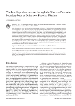 The Brachiopod Succession Through the Silurian–Devonian Boundary Beds at Dnistrove, Podolia, Ukraine