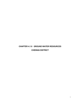 Chapter 4.1.9 Ground Water Resources Chennai District