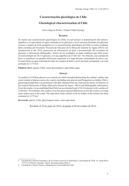 Caracterización Glaciológica De Chile Glaciological Characterization of Chile