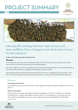 Interspecific Matings Between Apis Cerana and Apis Mellifera