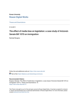 The Effect of Media Bias on Legislation: a Case Study of Arizona's Senate Bill 1070 on Immigration