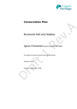 Conservation Plan Brockwell Hall and Stables