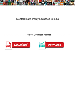 Mental Health Policy Launched in India