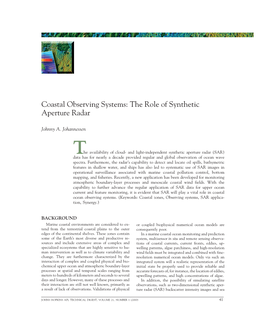 Coastal Observing Systems: the Role of Synthetic Aperture Radar