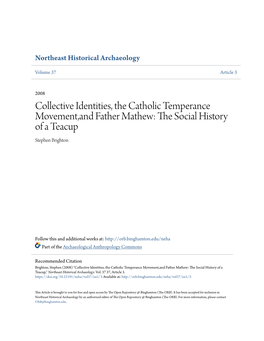 Collective Identities, the Catholic Temperance Movement,And Father Mathew: the Os Cial History of a Teacup Stephen Brighton