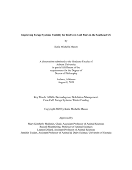 Improving Forage Systems Viability for Beef Cow-Calf Pairs in the Southeast US