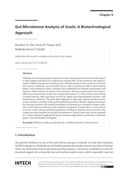 Gut Microbiome Analysis of Snails: a Biotechnological Approach