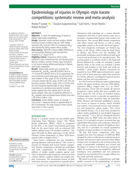 Epidemiology of Injuries in Olympic-Style Karate Competitions