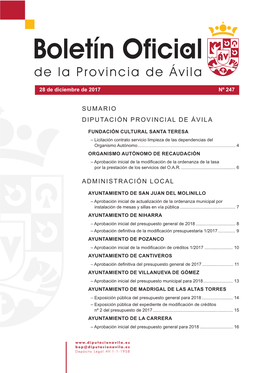 Diputación Provincial De Ávila Administración Local