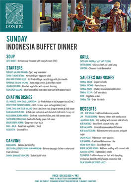 Sunday Indonesia Buffet Dinner