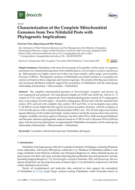 Characterization of the Complete Mitochondrial Genomes from Two Nitidulid Pests with Phylogenetic Implications