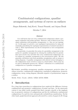 Combinatorial Configurations, Quasiline Arrangements, And