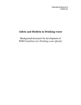 Aldrin and Dieldrin in Drinking-Water